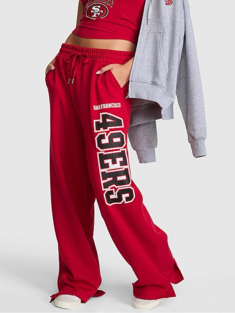Victorias Secret Campus Fleece Bling Wide Leg Sweatpants